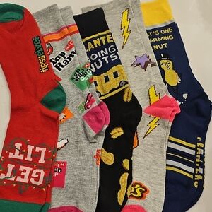 Crazy Socks 5 Pair NWOT Multi-colored Womens M To L